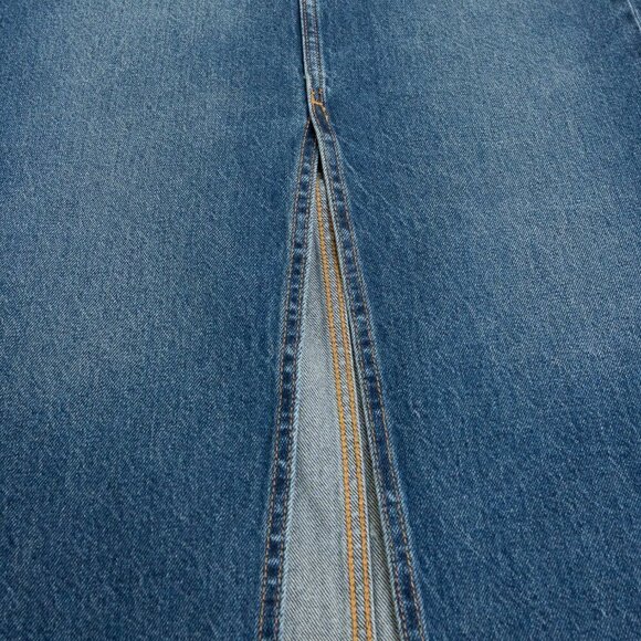 Levis Premium Ankle Column Skirt Dark Wash Denim Midi Centre Slit W 26 - Picture 10 of 16
